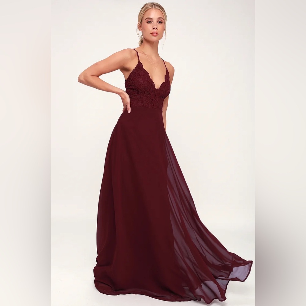 Lulus Madalyn burgundy dress